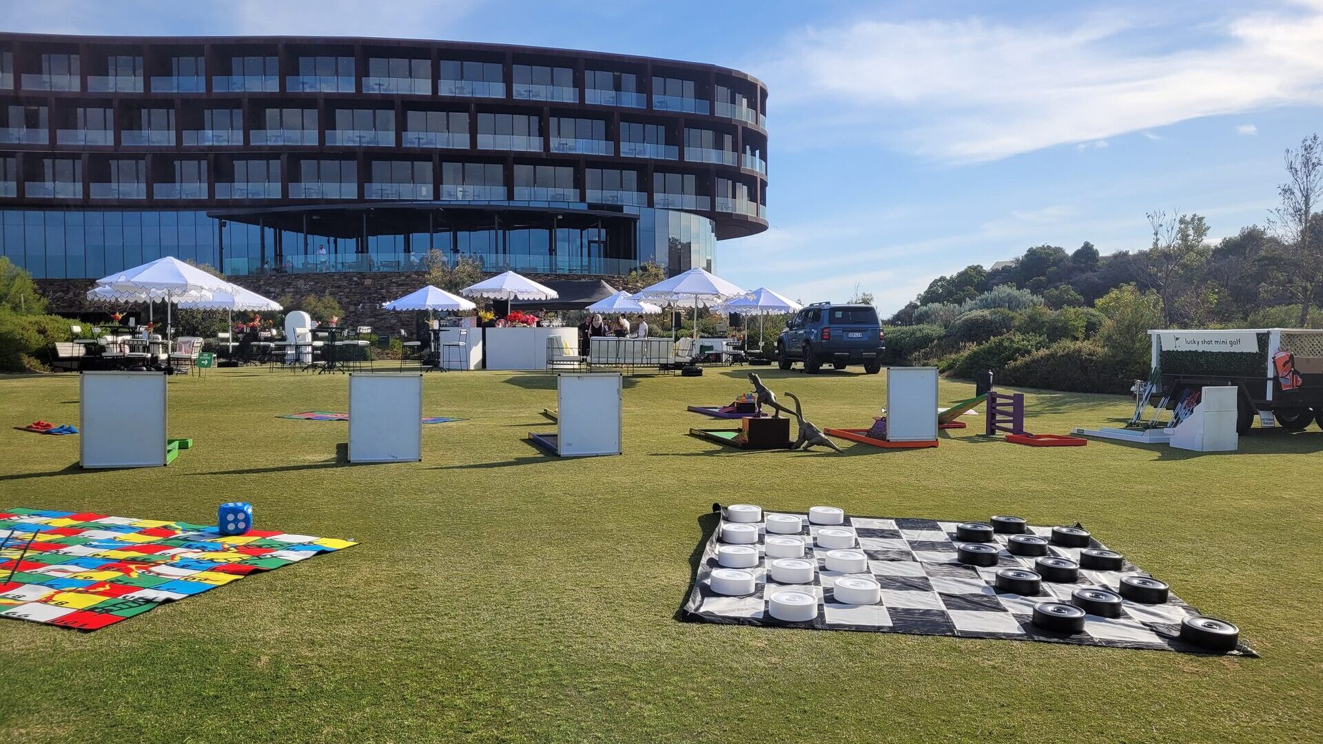 Lucky Shot mini golf and lawn games at a premium Melbourne corporate event