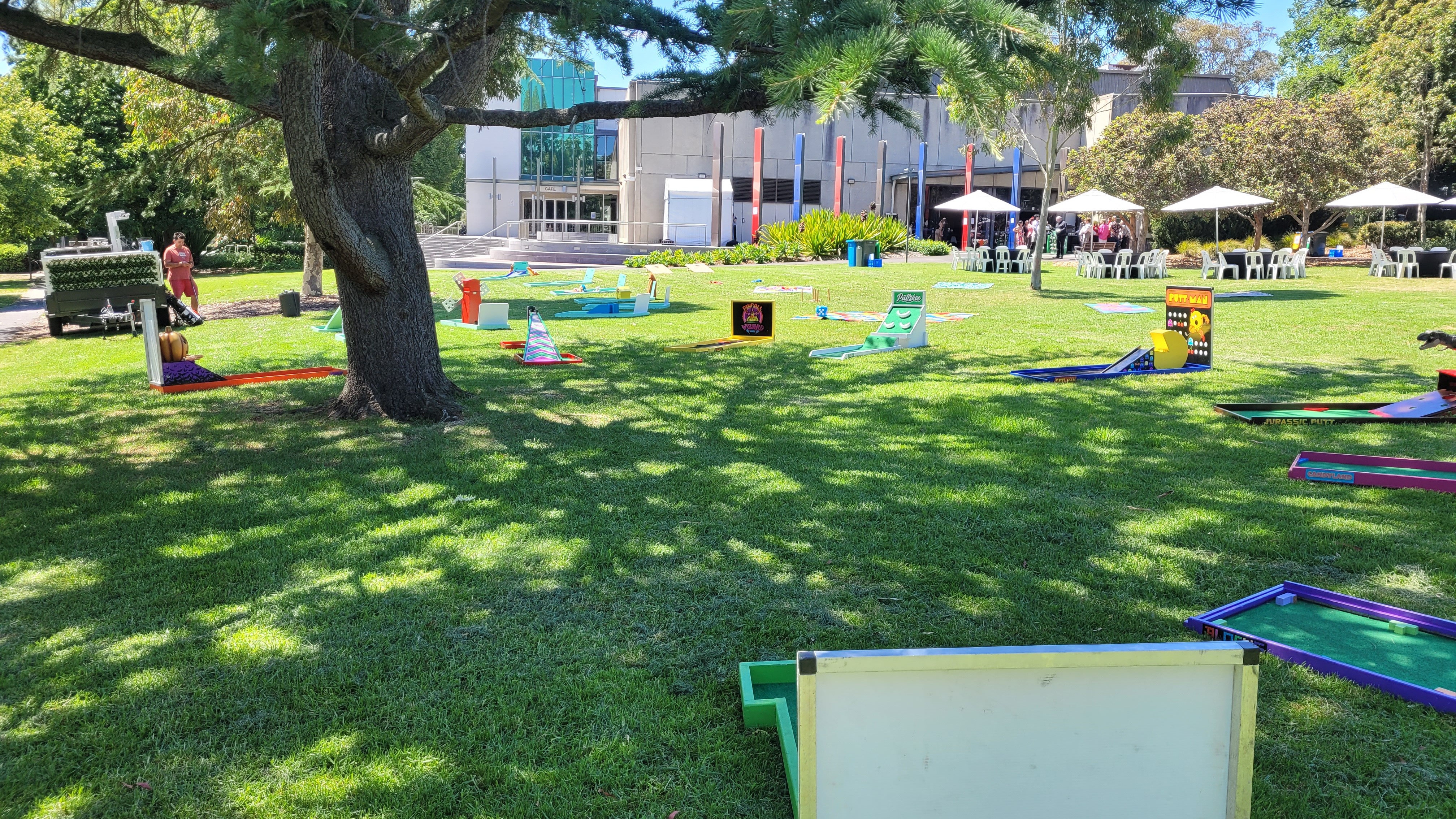 Lucky Shot 18-hole mini golf setup for Boroondara City Council Christmas party in Melbourne
