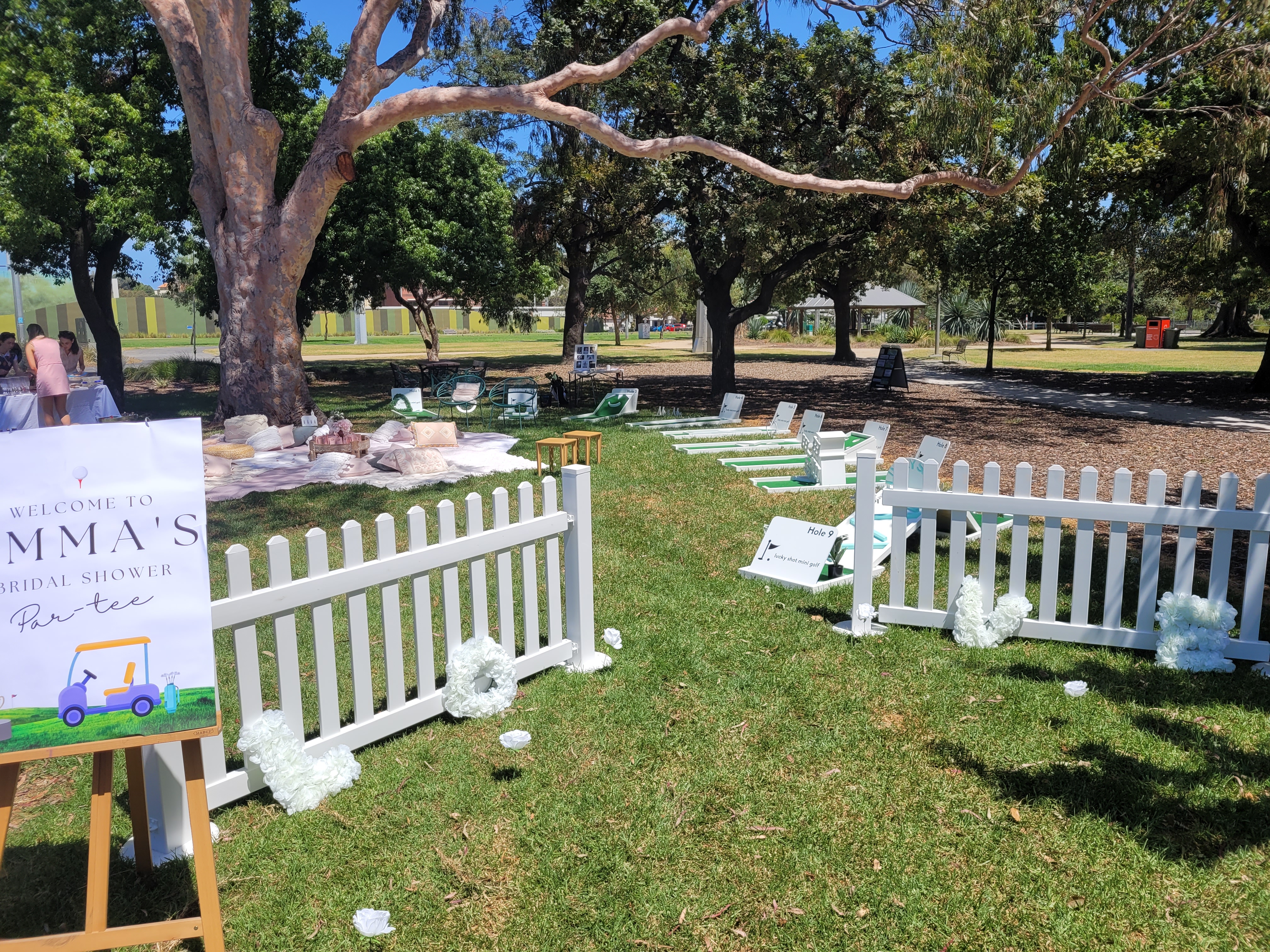 Bridal shower mini golf in Melbourne park