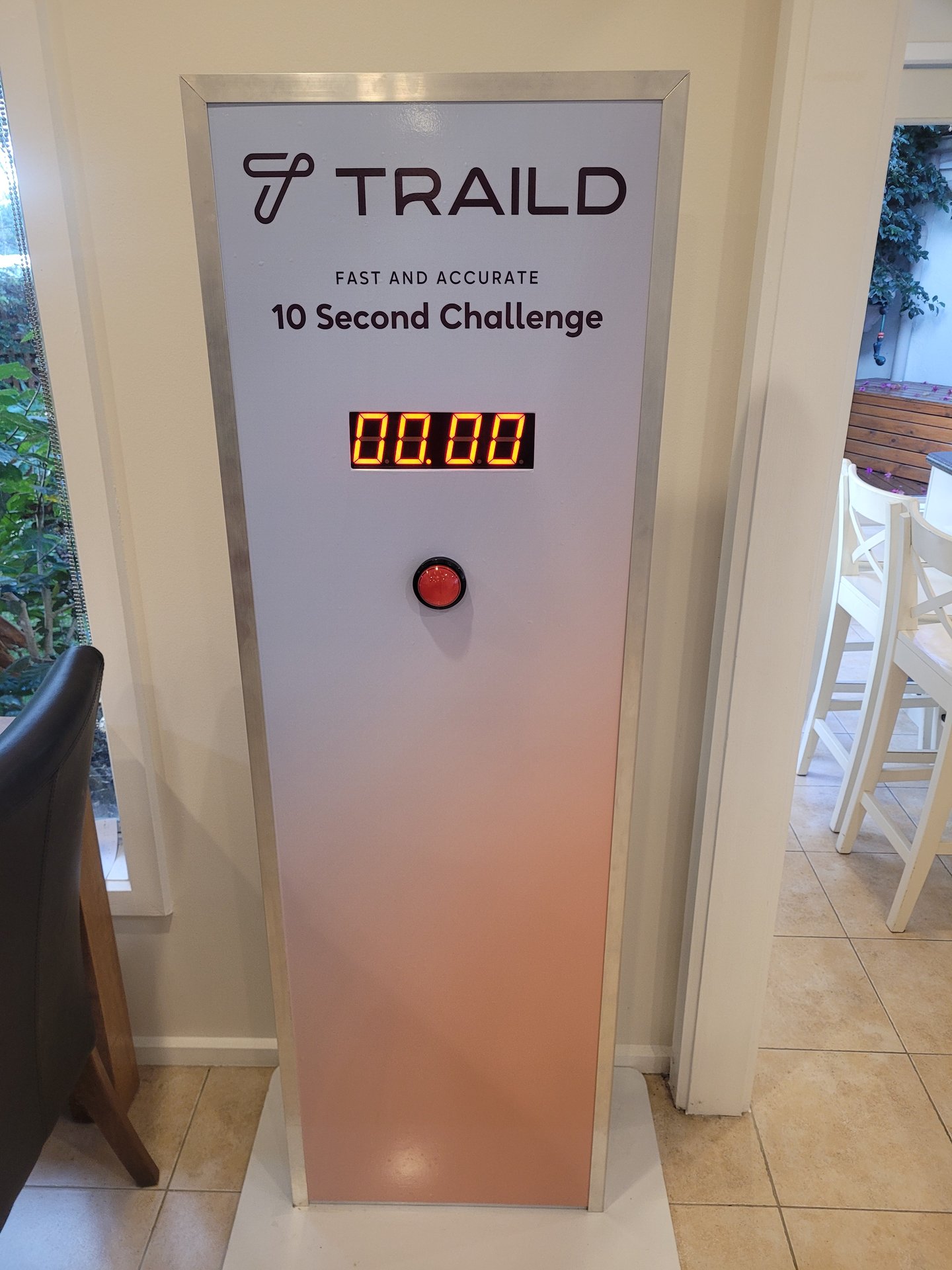 Lucky Shot 10 Second Challenge standing cabinet, custom-branded for a TRAILD activation