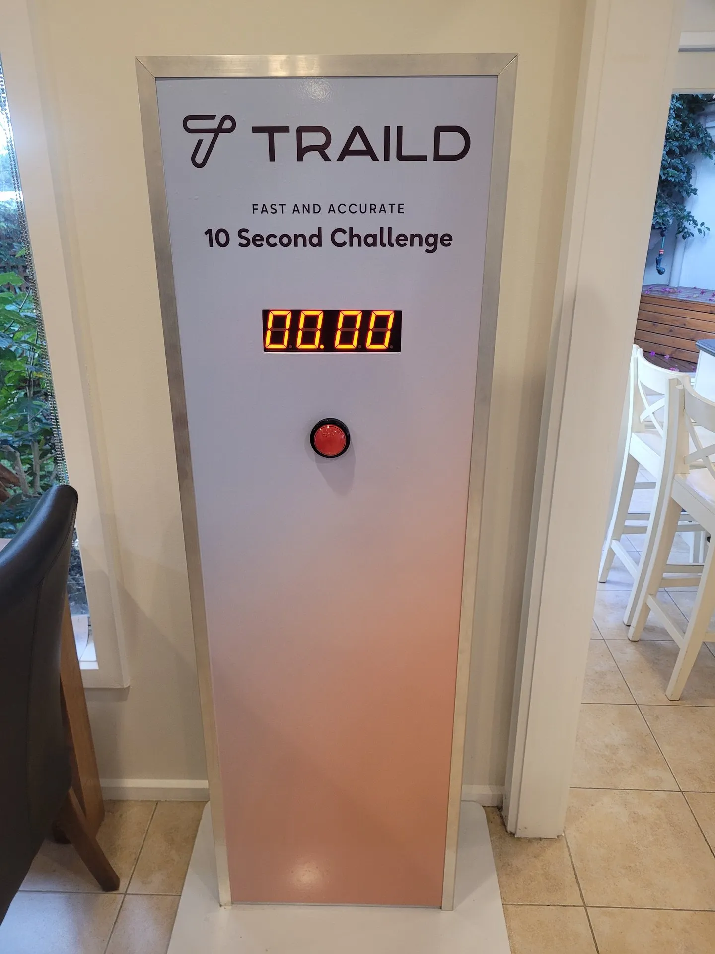 Lucky Shot 10 Second Challenge standing cabinet, custom-branded for a TRAILD activation