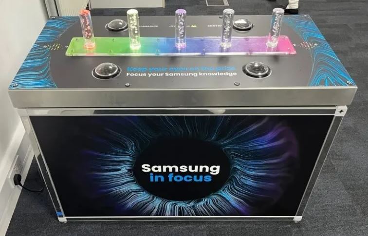 Snatch It reaction speed game, first of its kind in Australia, at a Melbourne conference booth