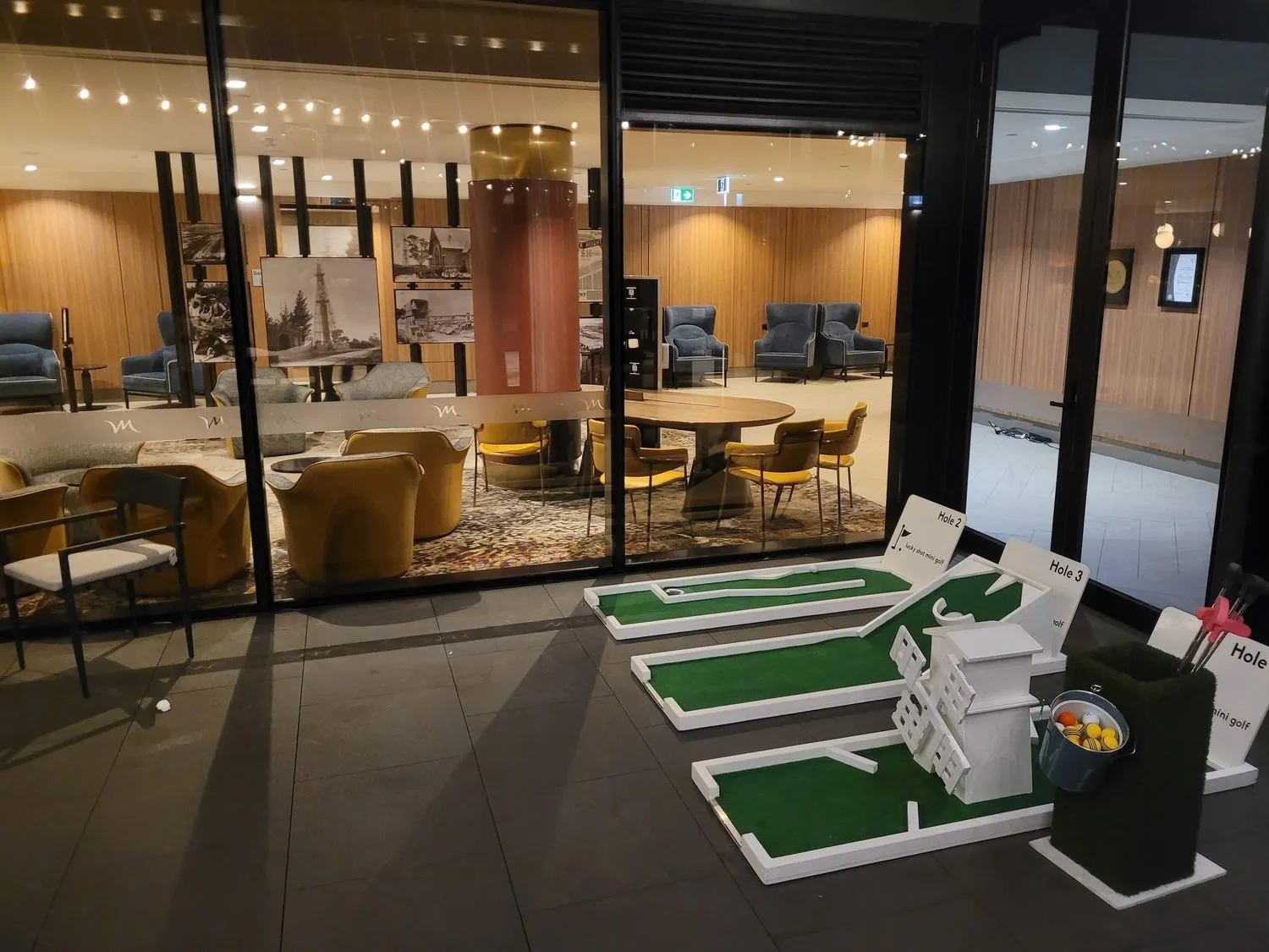 Lucky Shot 3-hole mini golf course installed at a Melbourne corporate event