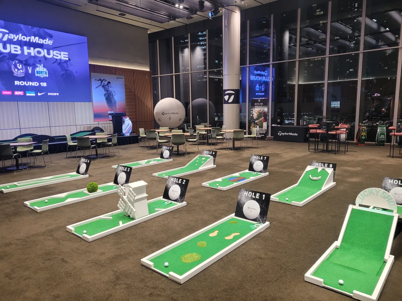 Lucky Shot mini golf course at the TaylorMade Club House event at Marvel Stadium
