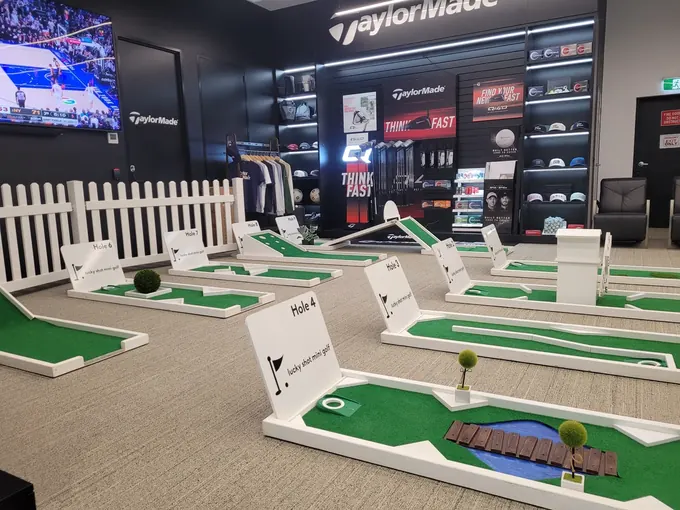 Lucky Shot Mini Golf course running through the TaylorMade Melbourne store