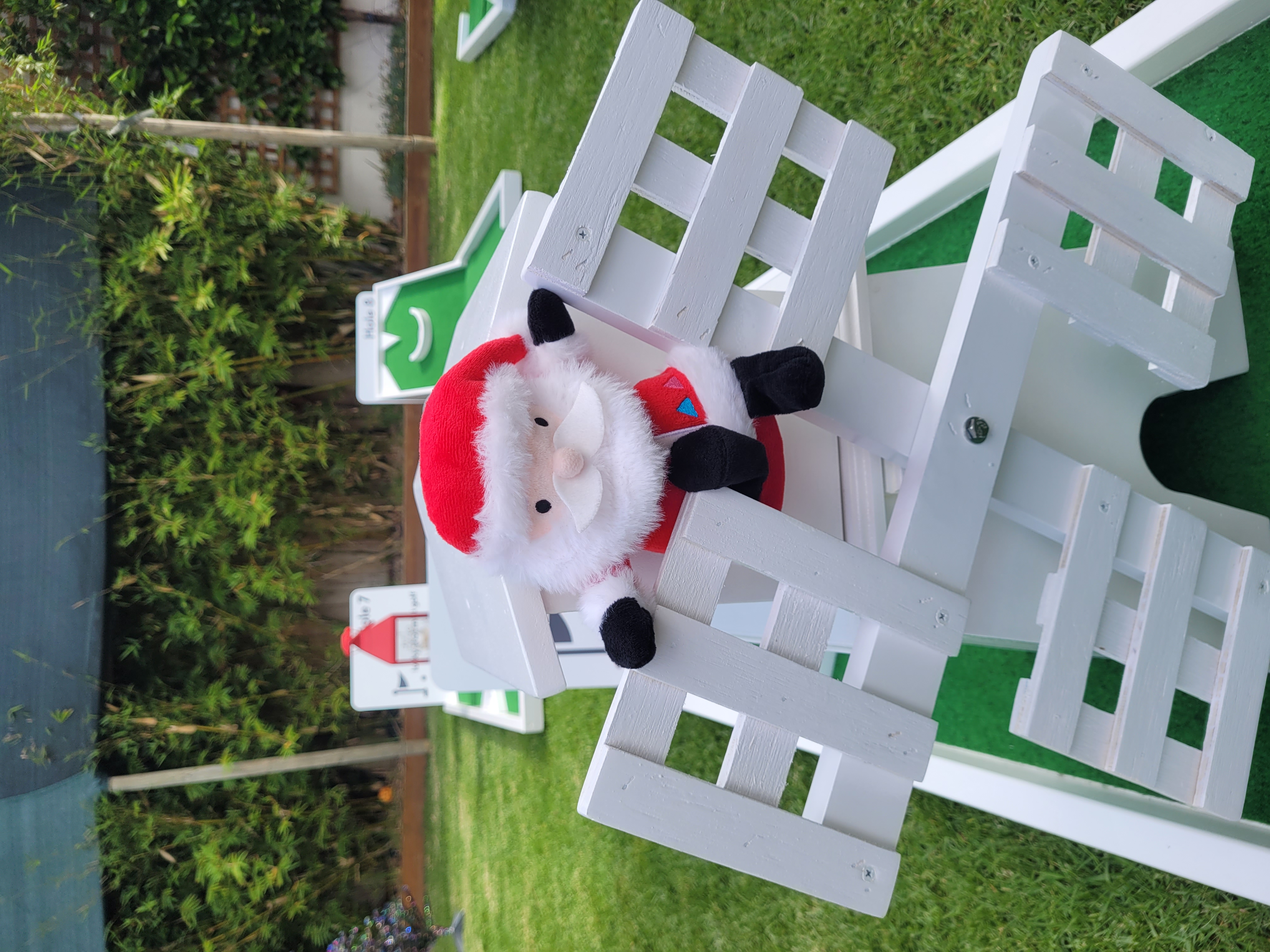 Lucky Shot Christmas themed mini golf — Santa on windmill obstacle Melbourne office